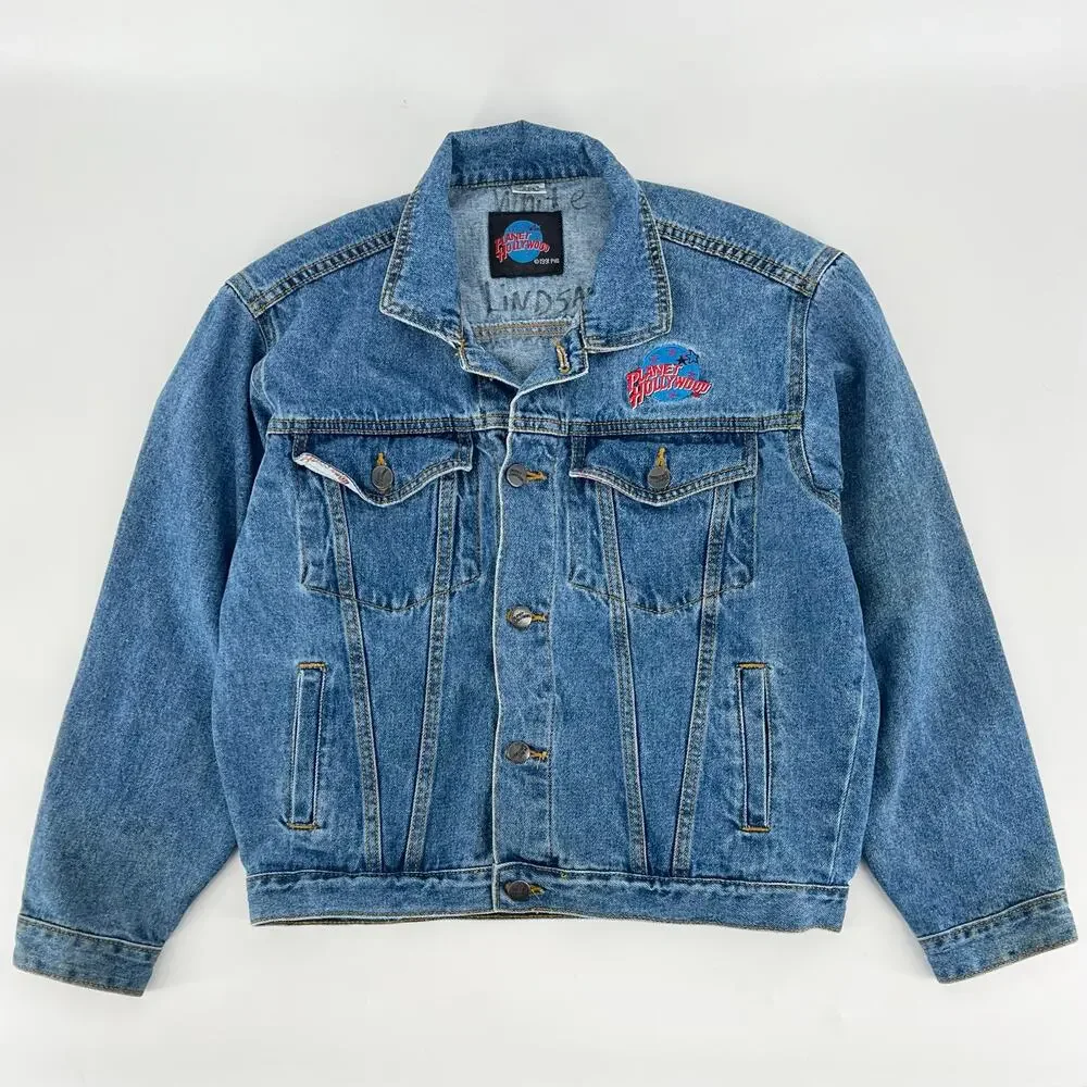 90s Planet Hollywood San Antonio denim jean jacket 1990s vintage kids XL